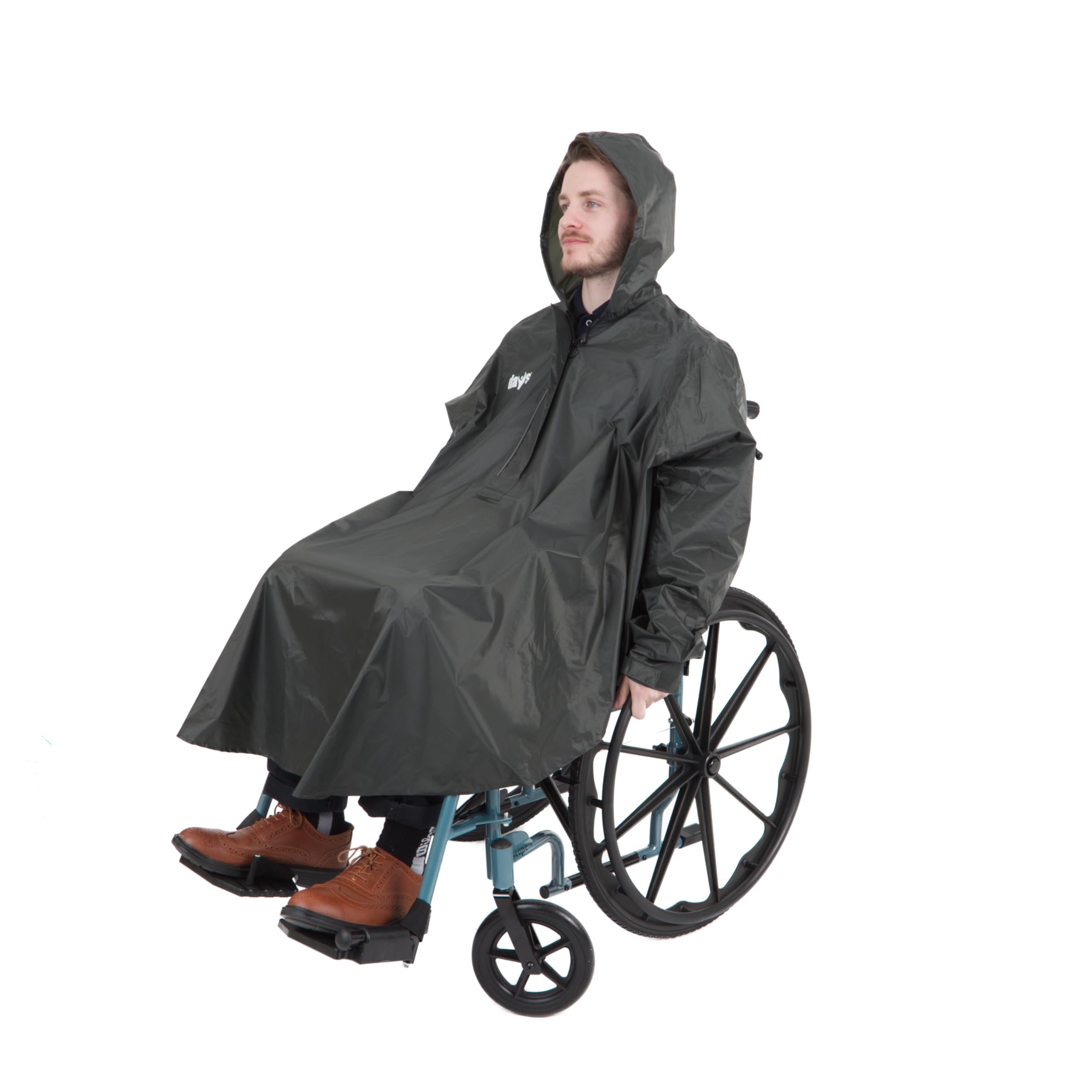 Days Mobility Poncho with Sleeves – Unlined Waterproof – 100cm Front Length / 133cm Width – Green