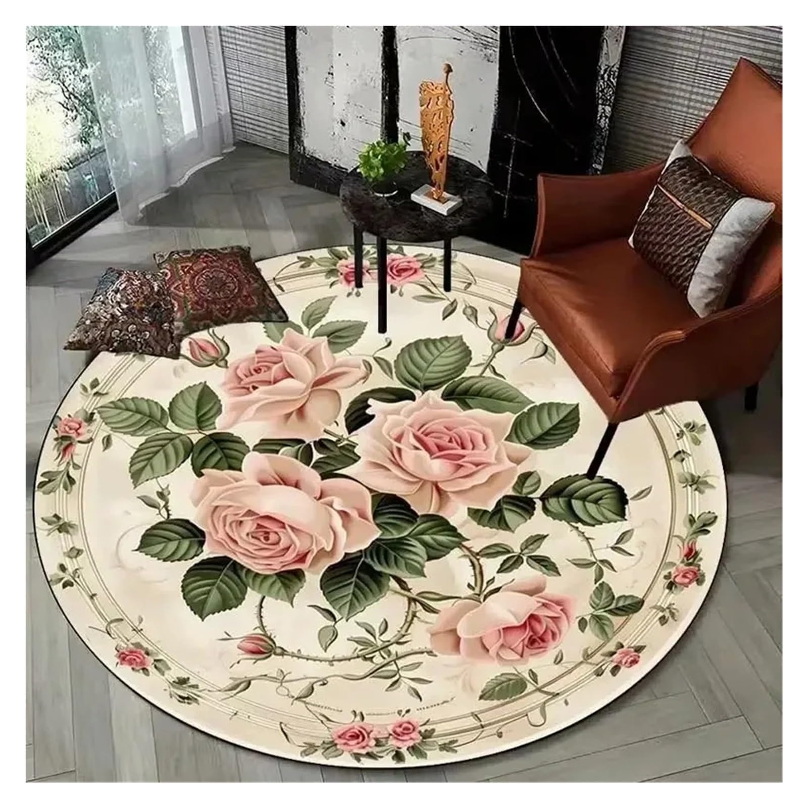 Tapis rond floral ambiance festive décoration maison de 160cm