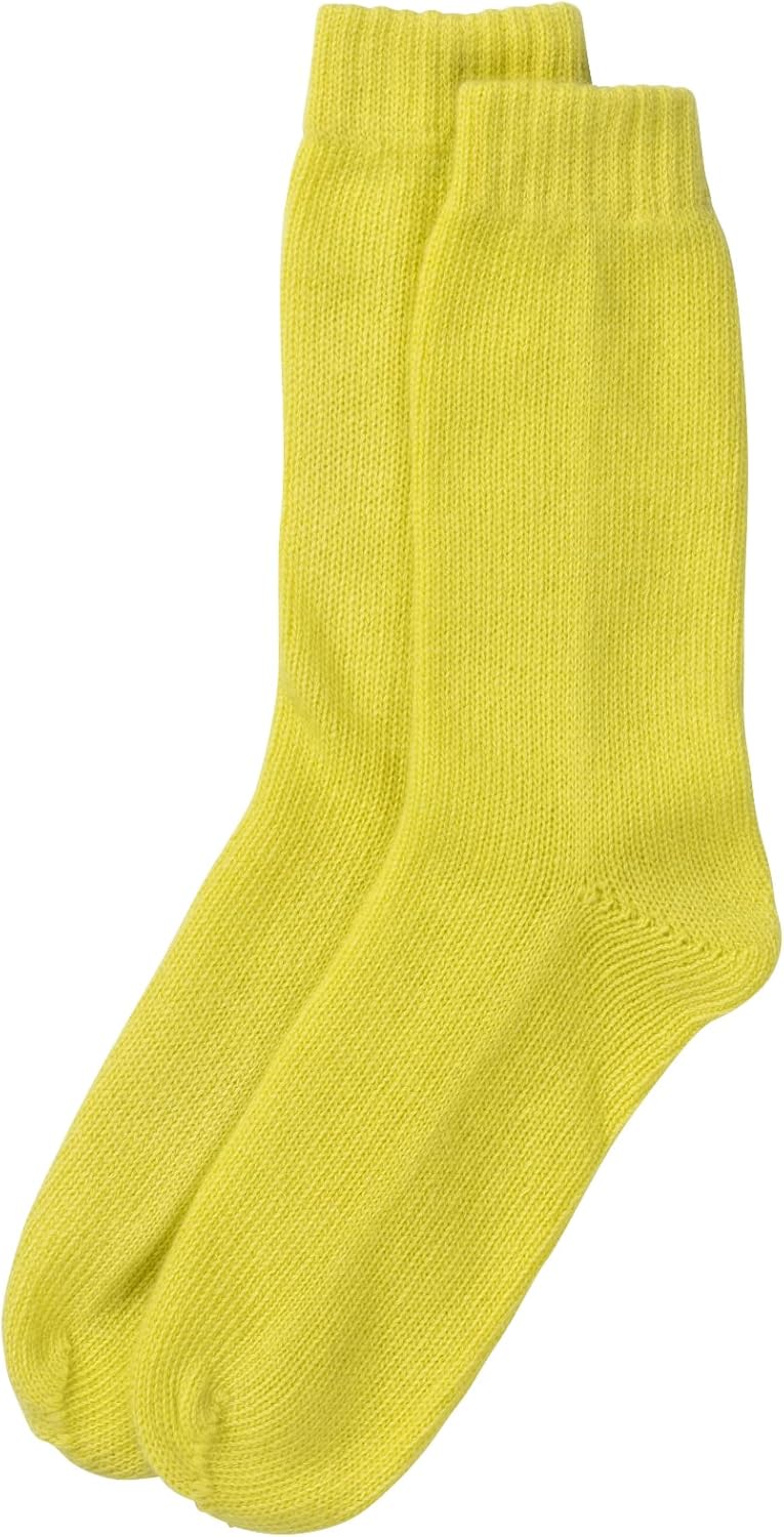 Womens Cashmere Bed Sock Yellow - Made in Scotland