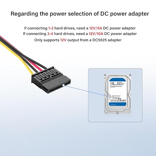 Cable adaptador de alimentación DC5525 a SATA IDE 1 a 1 miniatura 4