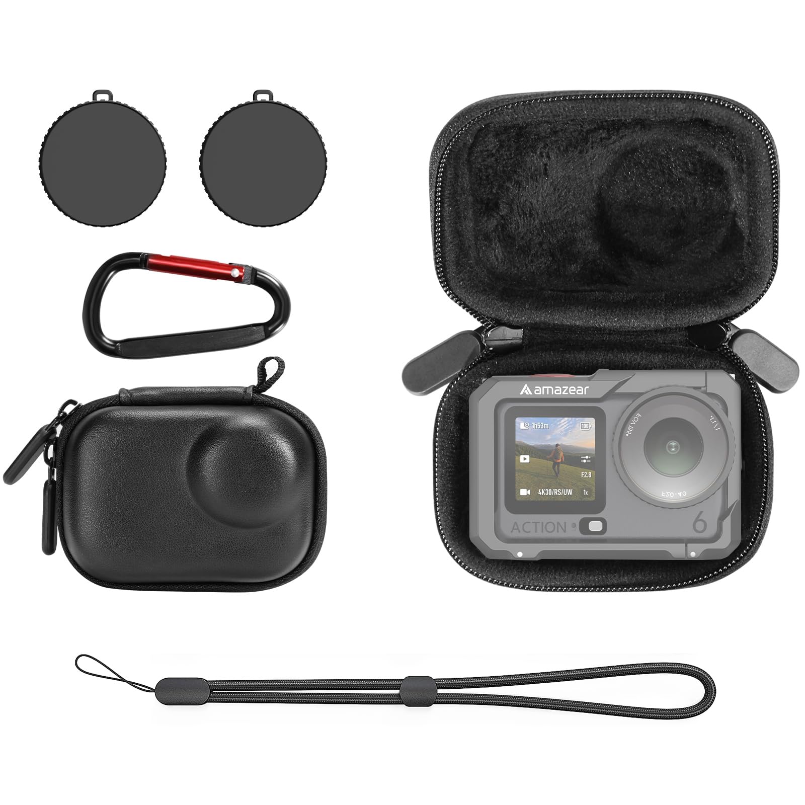 AMAZEAR Osmo 360 Hardcase, dubbellaags IP67 waterdichte schokbestendige draagtas voor DJI Osmo 360 Adventure Combo-accessoires, draagbare compacte drager met schouderriem lichtgewicht