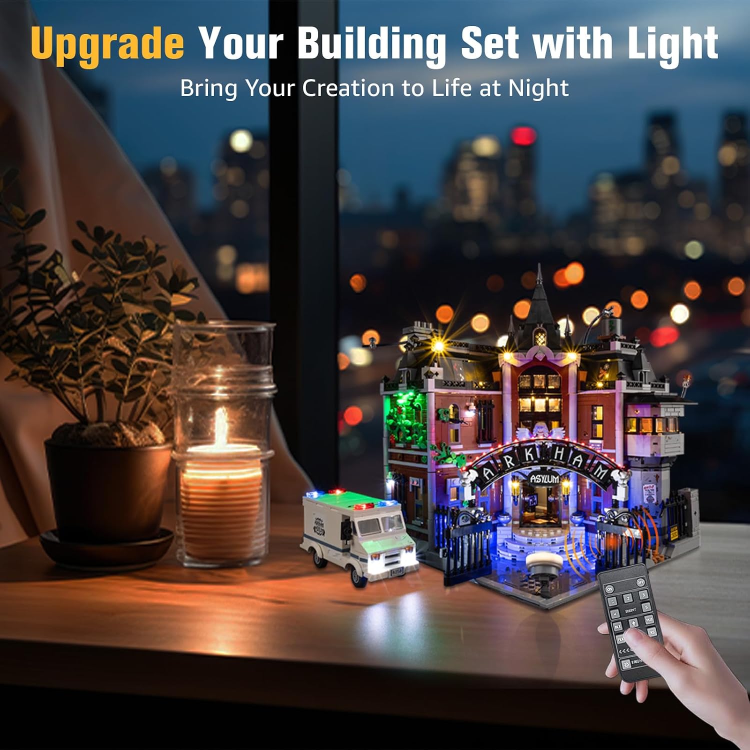 BrickSoul Advanced RC Light Kit for Lego Arkham Asylum 76300 Building Set | Upgraded Wireless ON/Off & Dimming & Zonal Lighting with Hidden Cable Tech | Easy Install (76300 Set NOT Included)