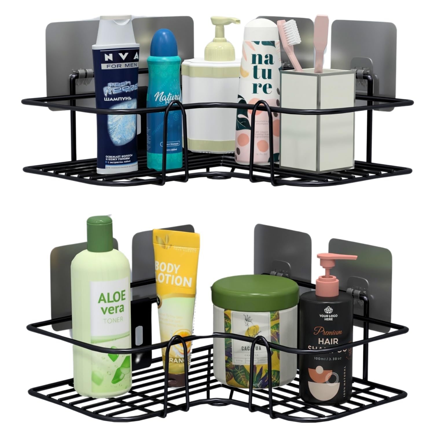 EVERNOW® Self Adhesive Corner Shelf for Bathroom/Adhesive Shelf for Kitchen with Magic Sticker/Bathroom Organizer Without Drill (GI Metal, Black) - Pack of 2 (B0D9J45VX3) Amazon Price History, Amazon Price Tracker