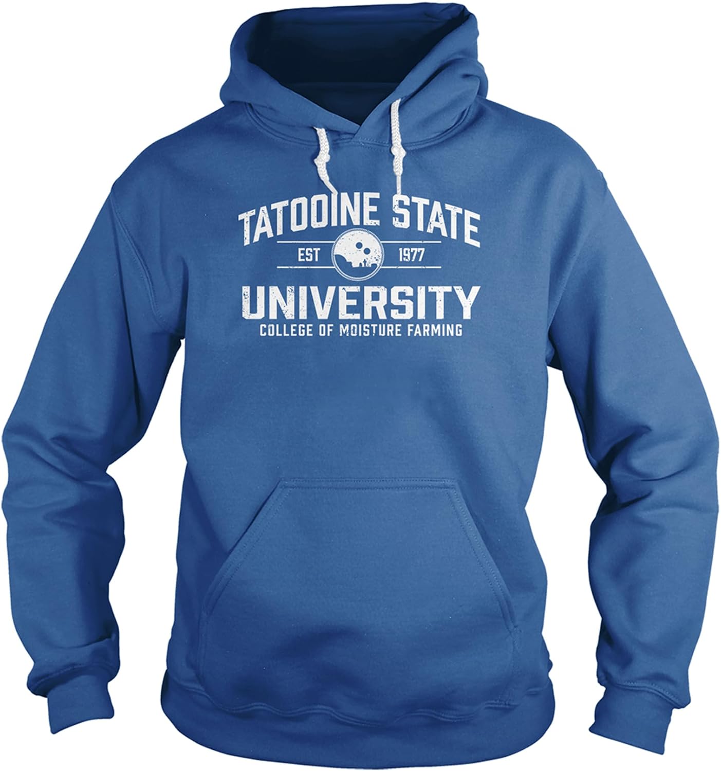 BustedTees Tatooine State University Drawstring Hoodie for Men and Women Cotton Unisex Casual Tatooine Park Hooded Sweatshirt
