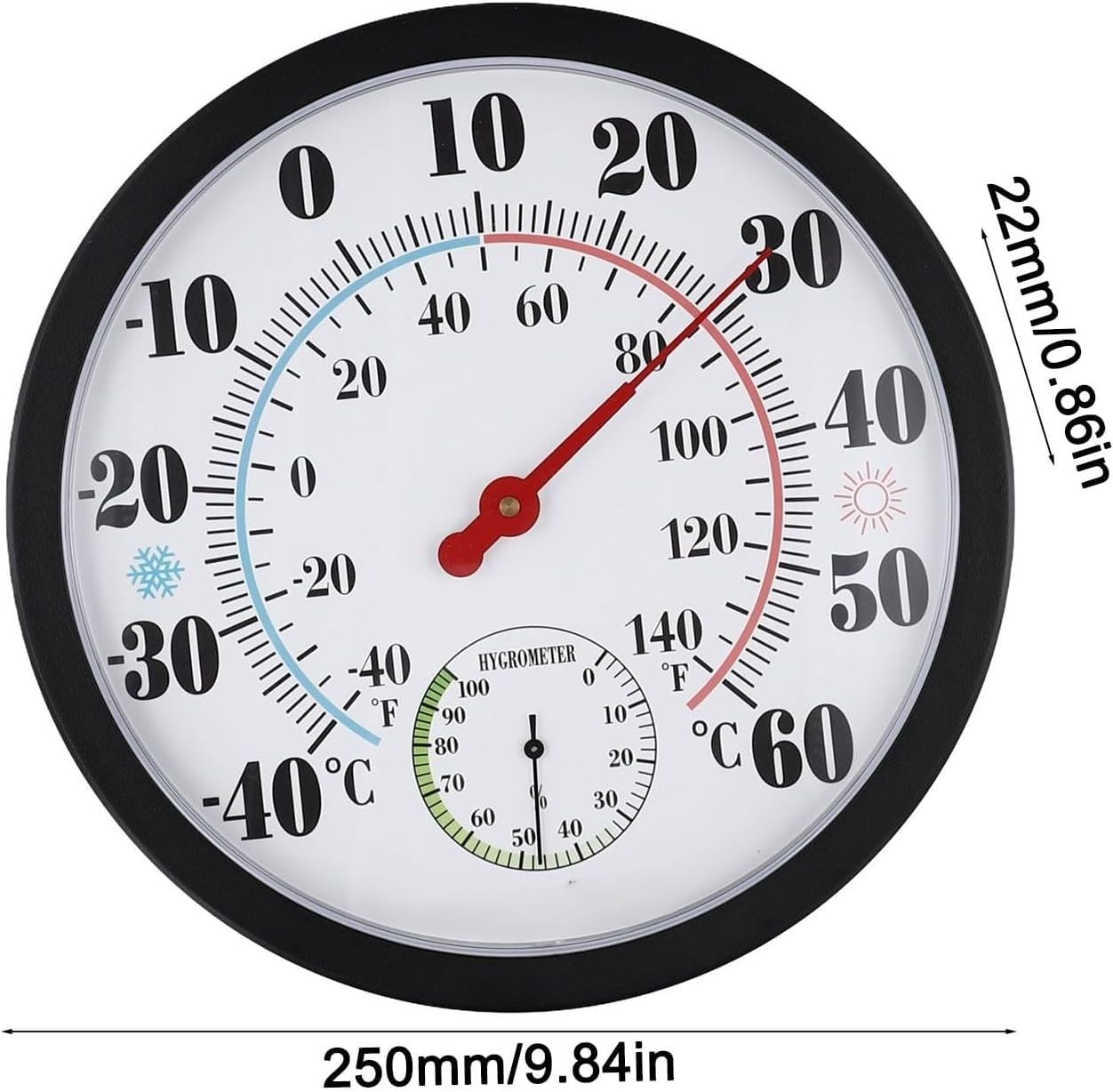 Cyfrowa stacja pogodowa do użytku domowego, termometr analogowy, higrometr, łatwy w odczycie monitor temperatury i wilgotności wewnątrz i na zewnątrz, montaż ścienny
