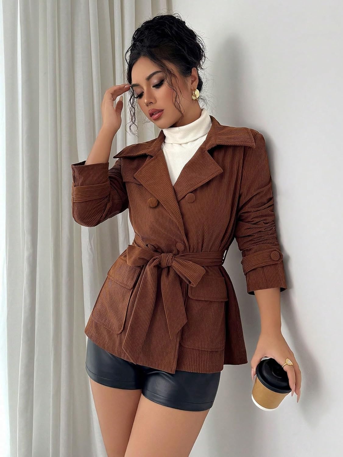 Women's Casual 2025 Coats Long Sleeve Trench Coat