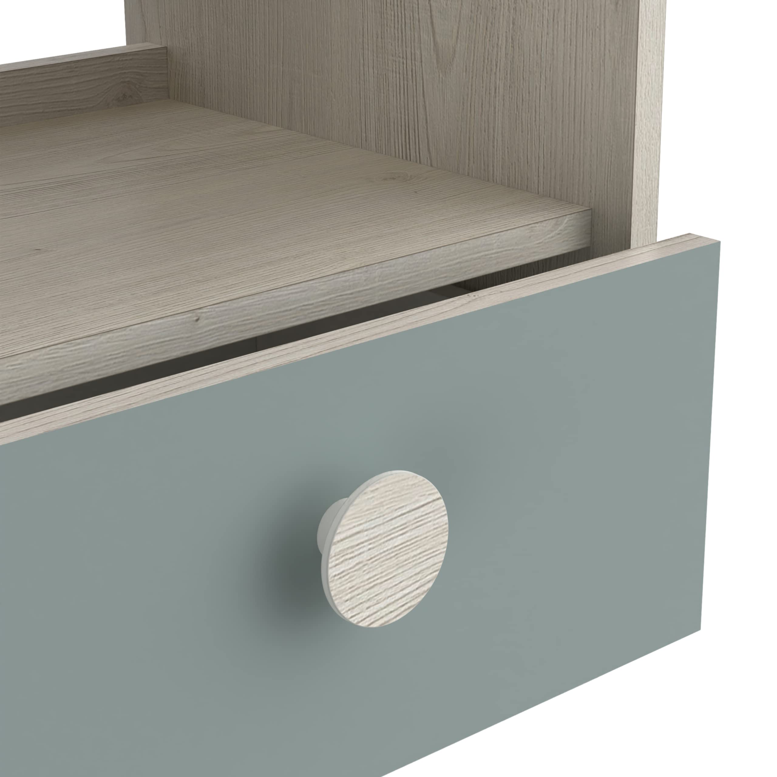 Demeyere Table de Chevet Enfant Ilian - 1 TIROIR - Chêne Topanga/Vert, 393x327x341MM