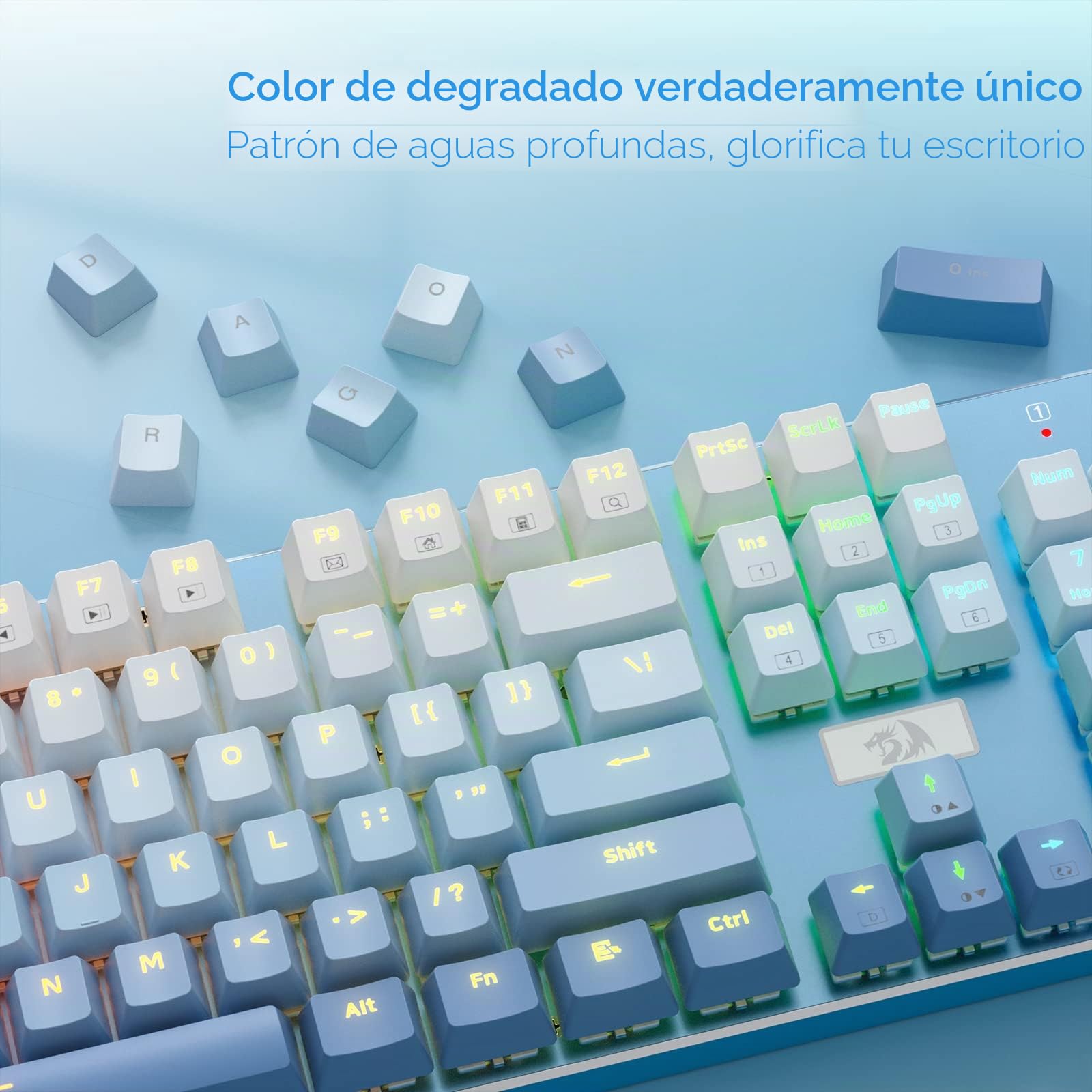 Redragon K556 SE Teclado Mecánico Cableado RGB Base Aluminio 104 Teclas | Enchufe Mejorado Hot Swap Interruptor Rojo Lineal Ergonómico US Layout