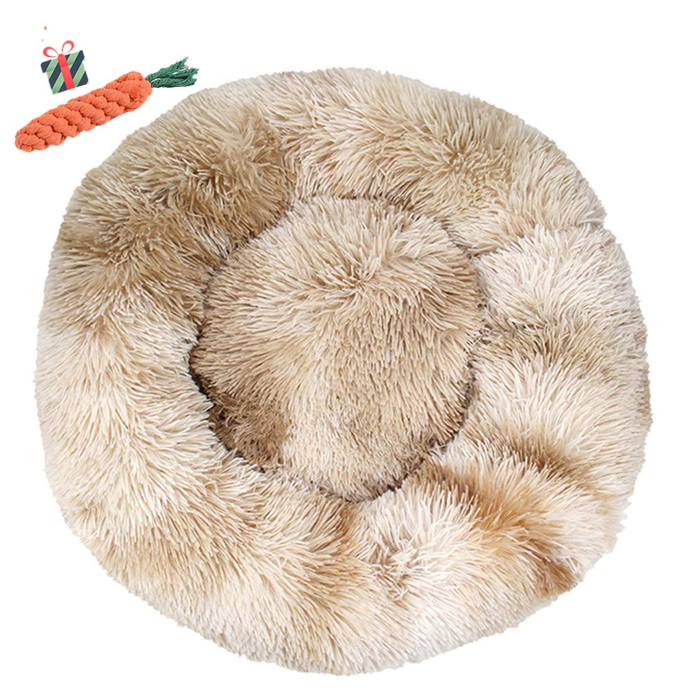 Lit pour animal domestique Chickw1 avec matelas lavable en peluche marron