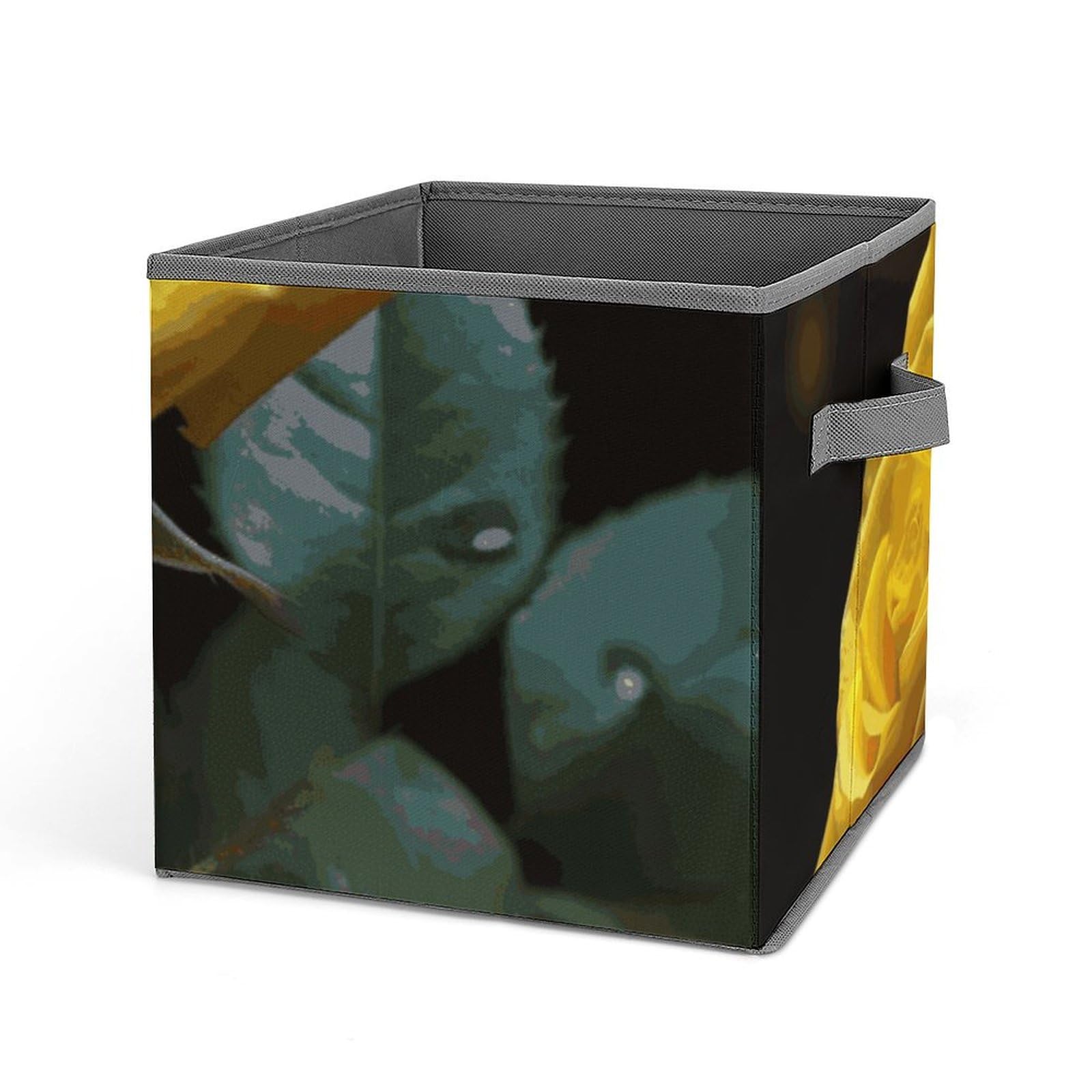Organisateur de placard pliable roses jaunes et cube de rangement vêtements