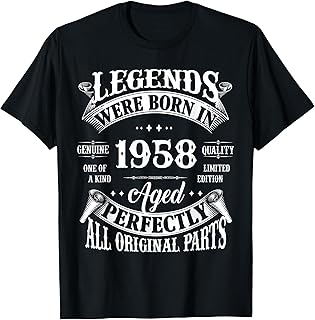 67th Birthday Tee Vintage Legends Born In 1958 67 Years Old T-Shirt