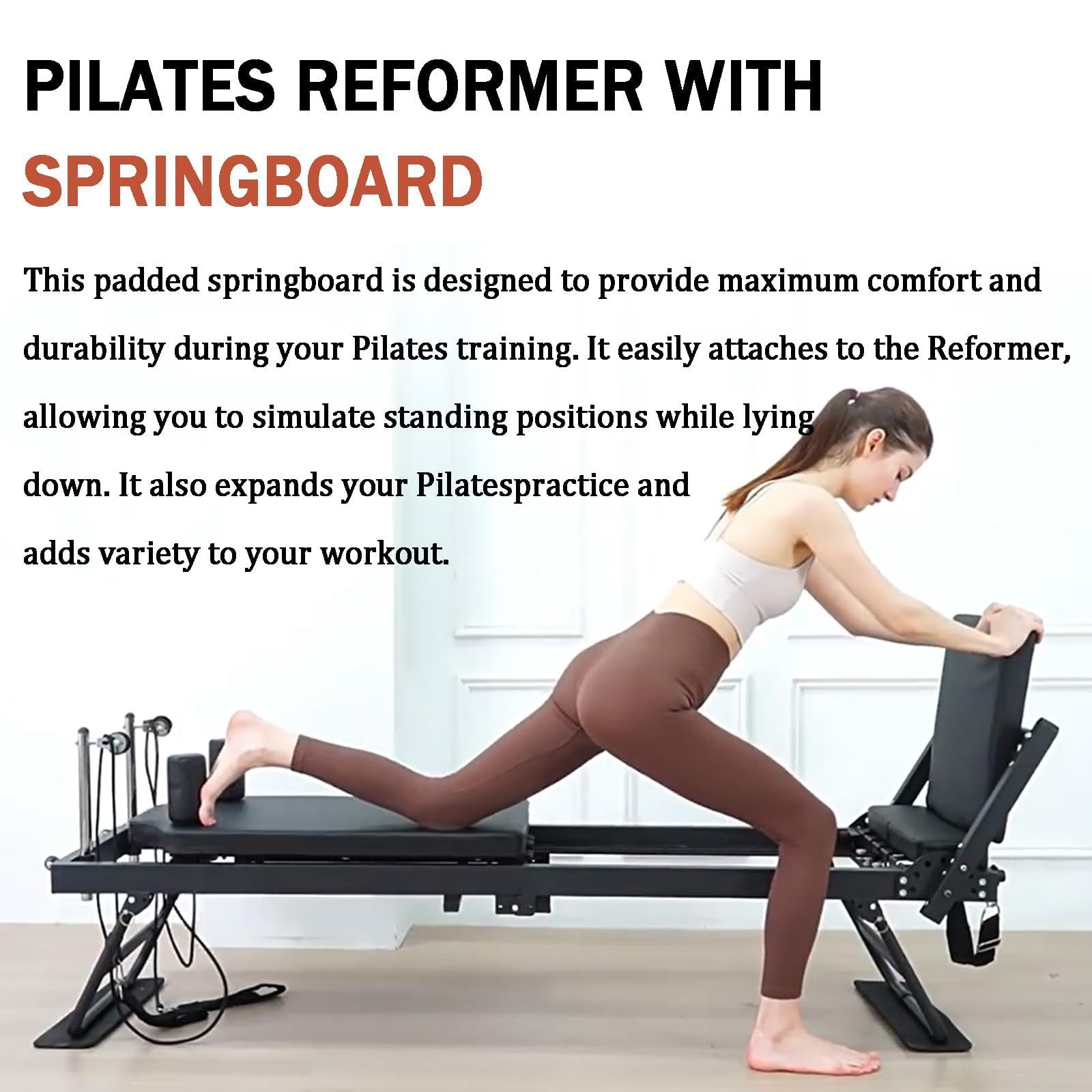 Pilates Reformer Maschine, Faltbare Pilates Ausrüstung für Zuhause mit Sprungbrett für Reformer Body Stamina Stretching Balance Exercise Workout,Gray-10