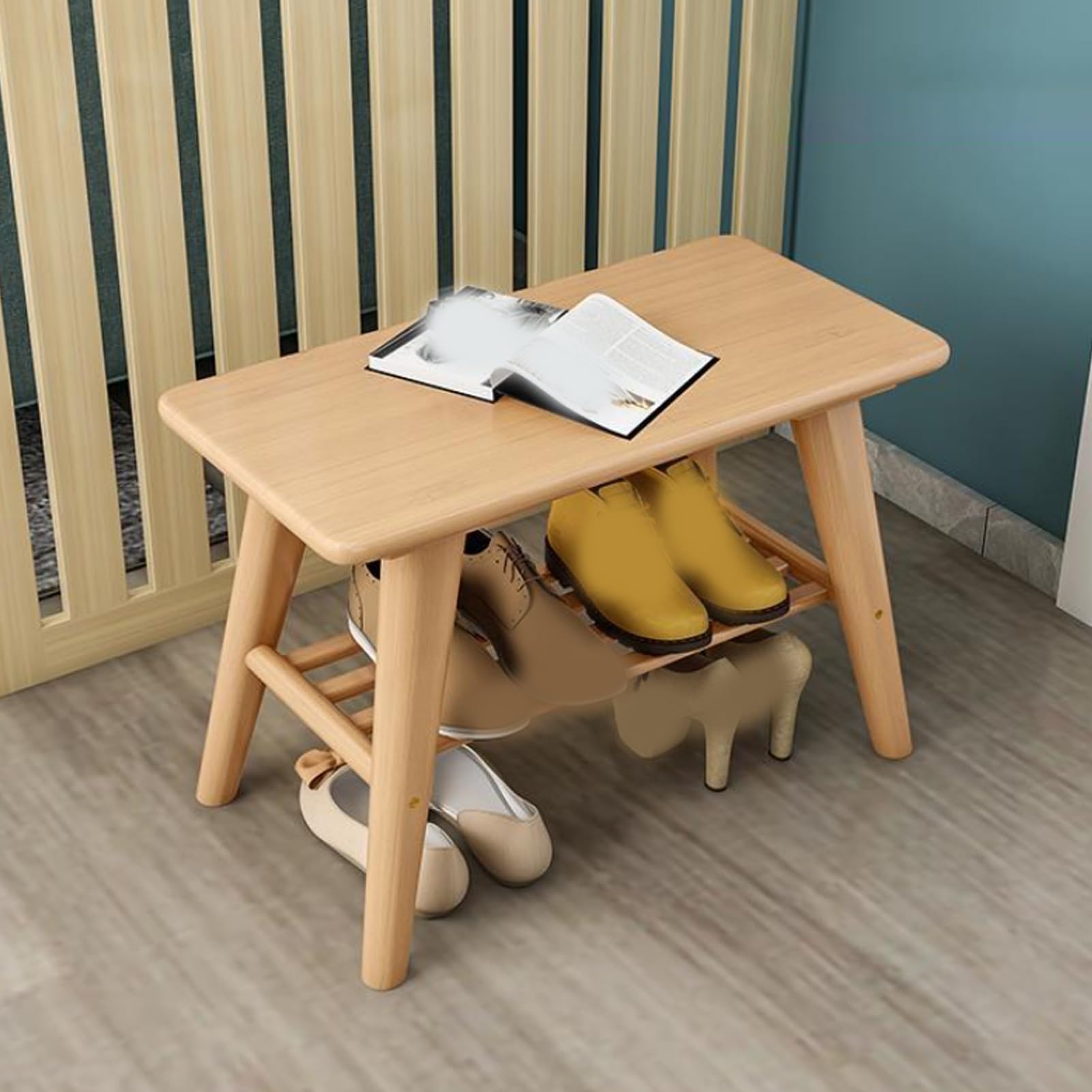 Banc d'entrée en bois réglable pour le rangement des chaussures