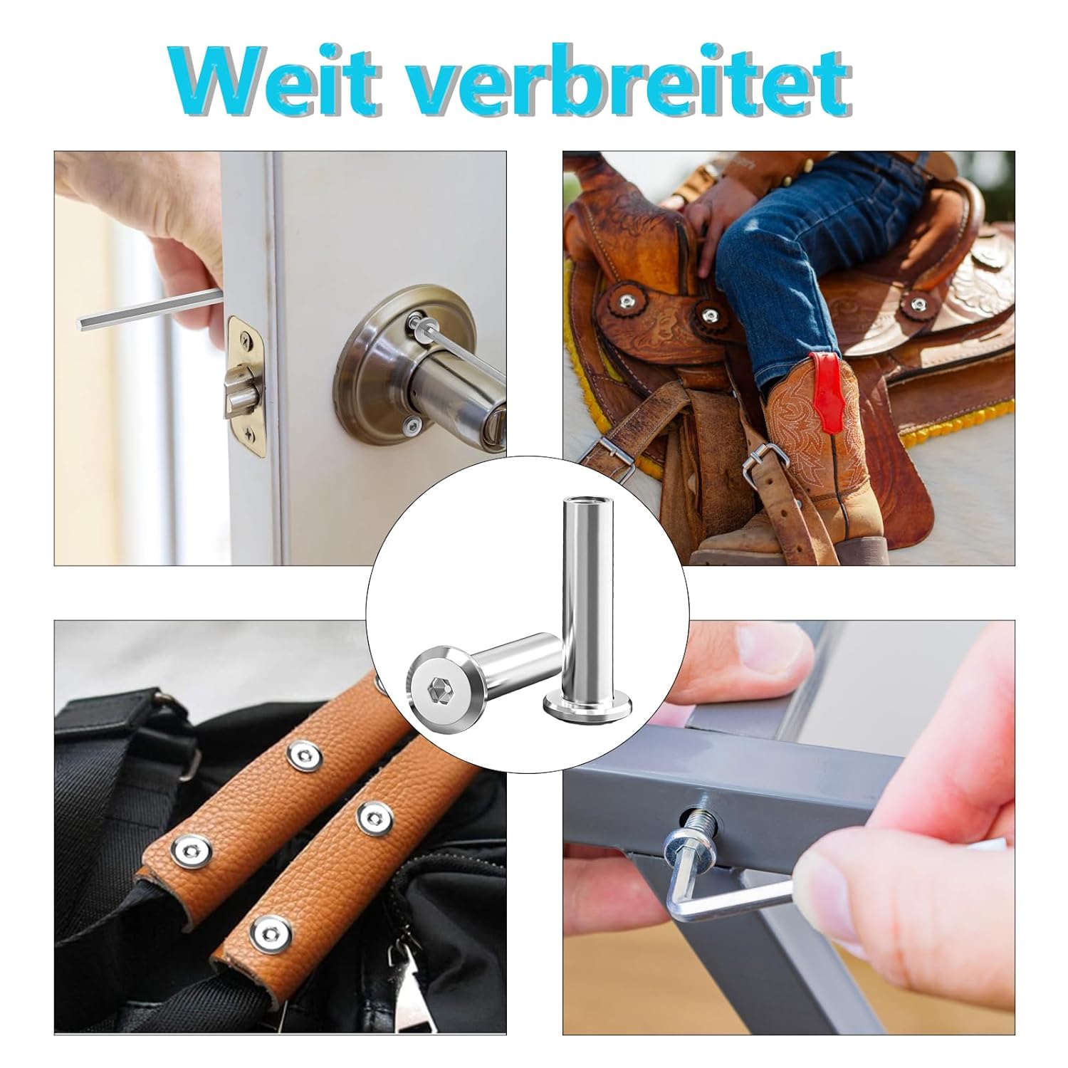 Connecting Screws, 20 Pieces, M6 x 20 Stainless Steel Sleeve Screws, Furniture Screws with Allen Holes for Furniture, Boards, Cabinets