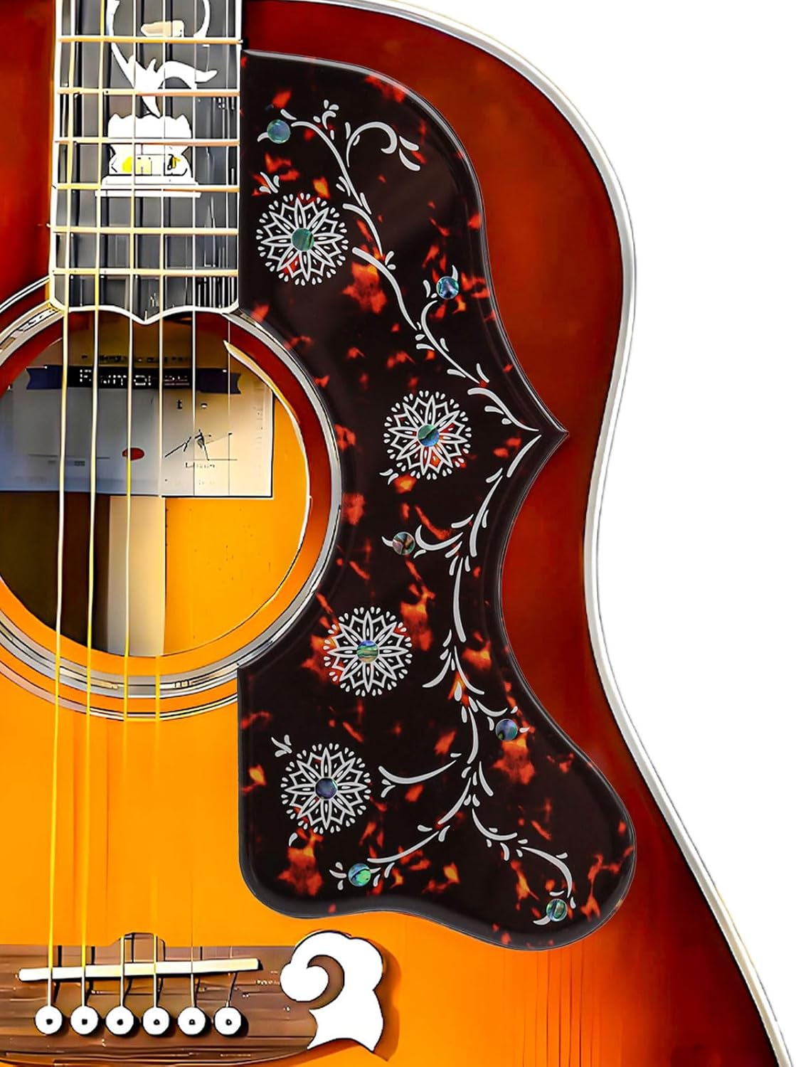 Acoustic Guitar Pickguard 2.4mm Super Scratch-Resistant Tortoise Red No Drill Required (Dark Tortoise)