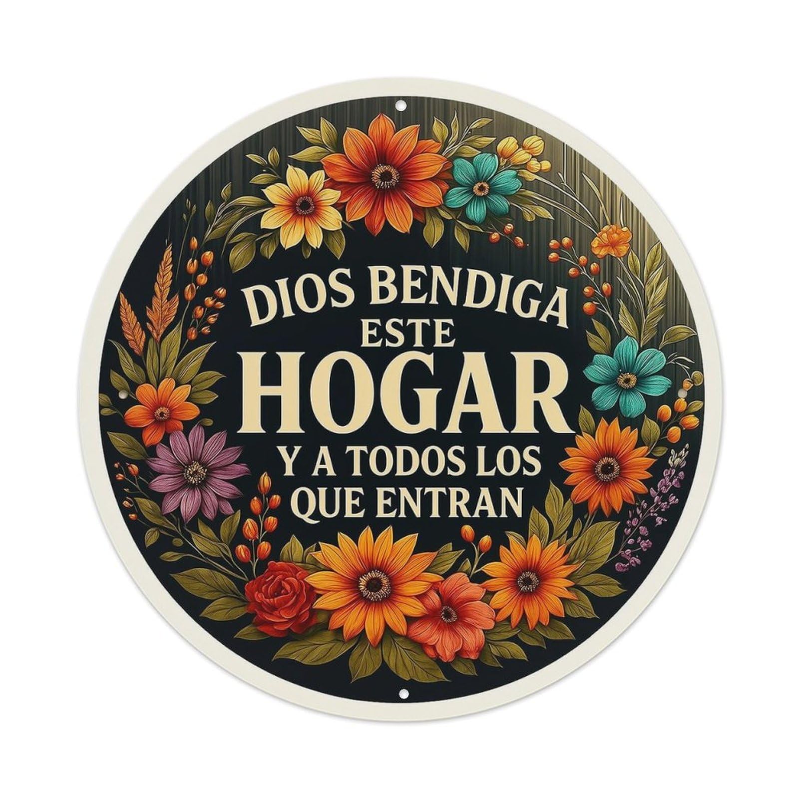 Floral Wreath With Text_1 Round Metal Tin Sign Vintage Wall Decor, Bar Garage Cafe Kitchen Home Wall Art Poster 8x8inches