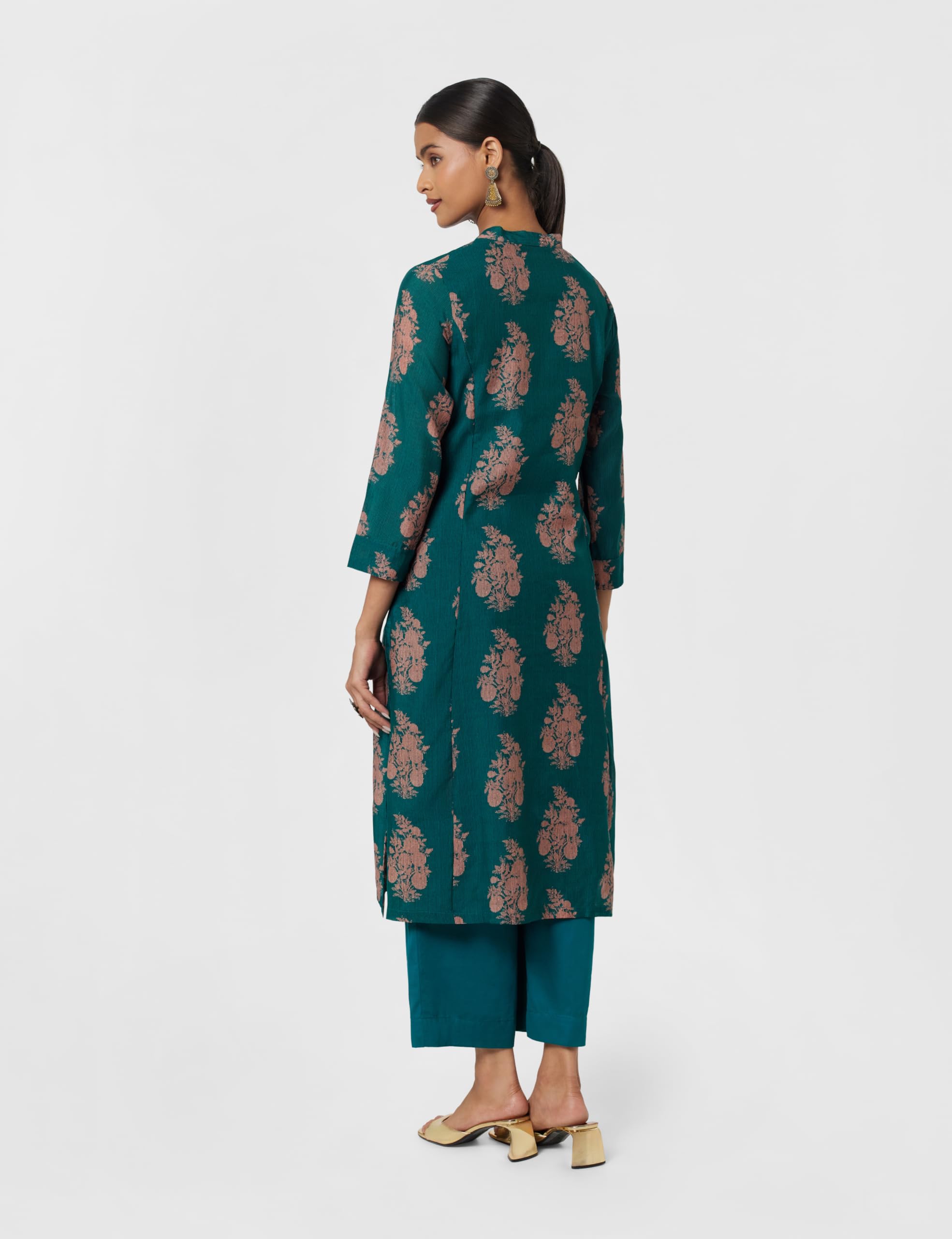Biba Women Polyester Printed A_Line Salwar Kurta Dupatta(Skdassorted6852E_Green_32) 1