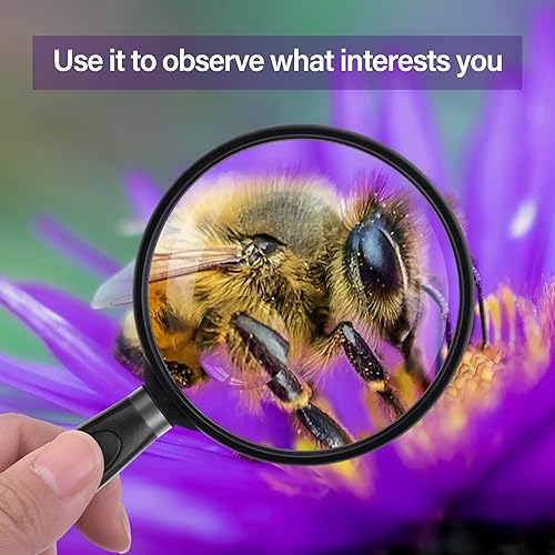 Miniatura 4 de Feosky Lupa de mano de lectura, lupa de 10 aumentos, lente irrompible de 75 mm, mango antideslizante para trabajo de cerca para adultos, lectura