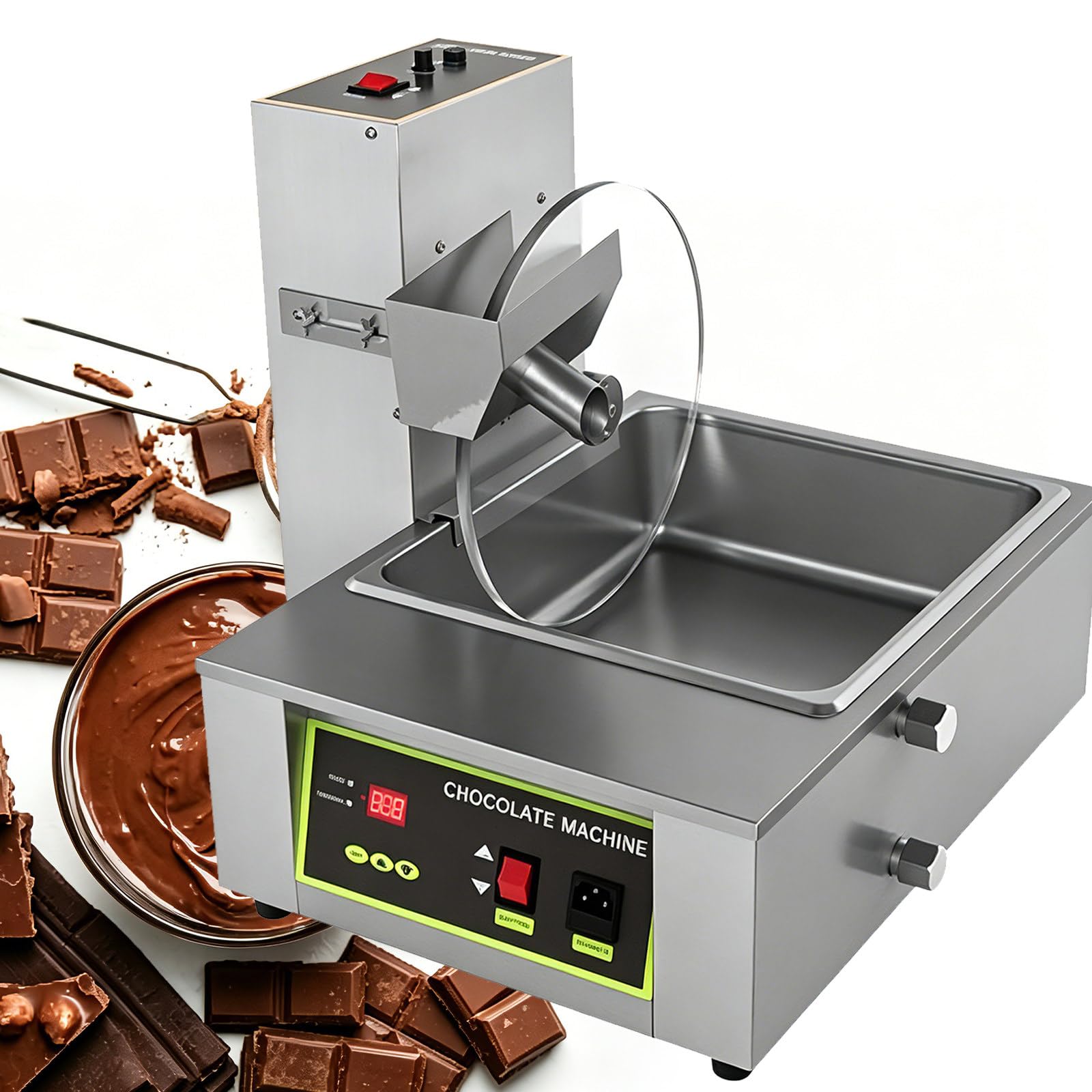 Pentola per fondere cioccolata calda da 1000 W con rotella di miscelazione, per immergere torte pop, fragole ricoperte di cioccolato, fonduta, ideale per dessert