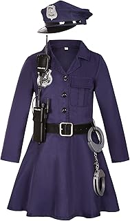 KAKALVER Kids Police Officer Costume Girls Police Dress for Police Dress Up Halloween Party Role Play Christmas Gifts