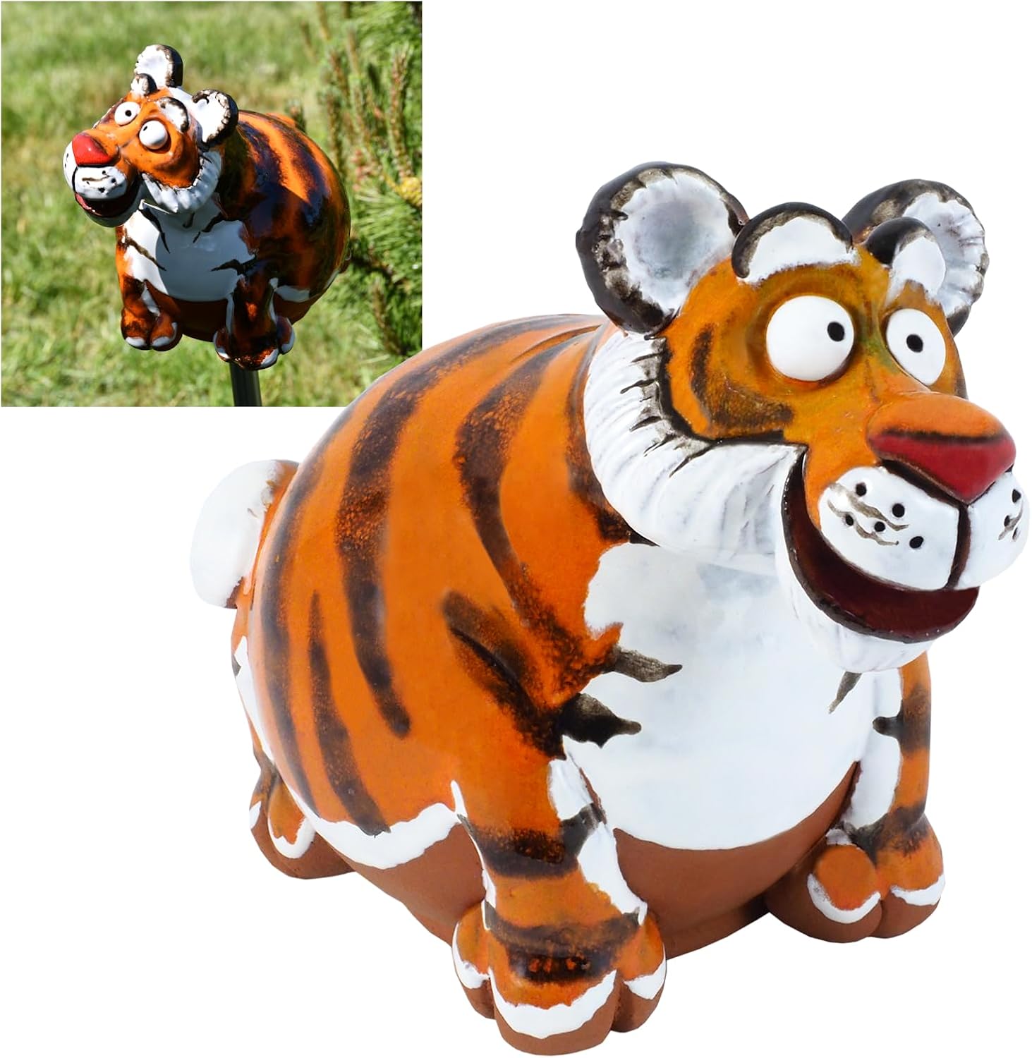 Ceramic Decoration for Garden and Yard | Outdoor Ornament with Stake | Sweet Tiger | GKR46