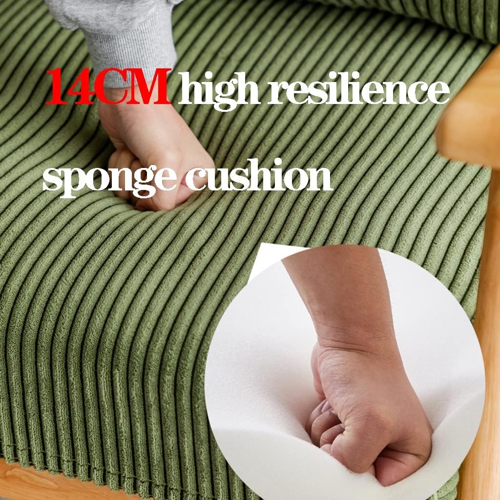 Rocking Chair Wooden Glider Rocker Chair Nursing Chair Mid-Century Modern Upholstered Fabric Rocking Armchair with Ottoman & Thick Padded Cushion for Living Baby Room,Bedroom