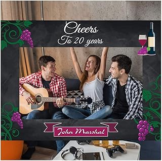 Wine Chalkboard Photo Booth Frame, Winery Birthday Photo Prop, Size 36x24, 48x36, Custom Party Supply Decorations, Personalized Photo Frame Props, Large Birthday Selfie Frame Prop, Grape Decoration
