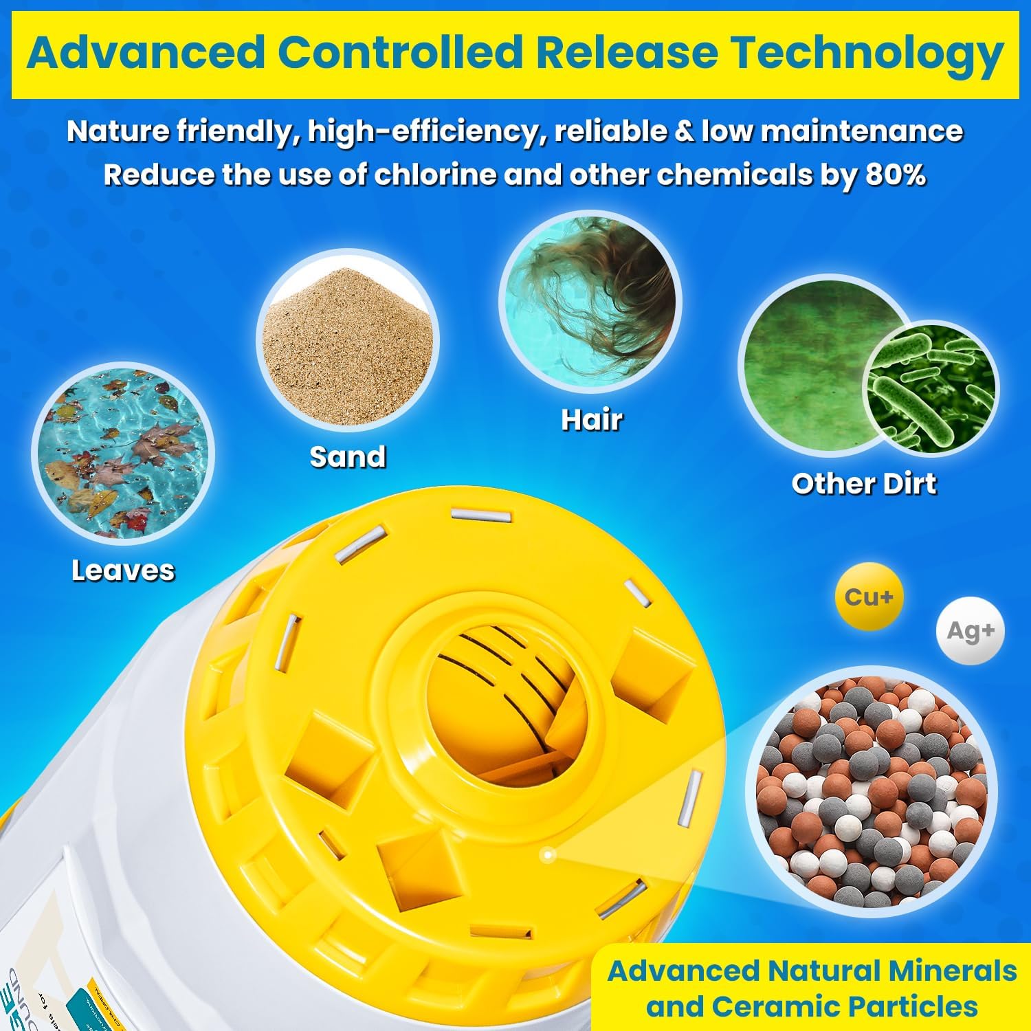 W28166 Replacement for Nature2 A30 Mineral Cartrigde 3-Port for All Zodiac Nature2 A/Pro A Plus Vessel W20040 & Limited Vessel W20034 Filter Aboveground Swimming Pool Up To 30,000 Gallons W25966