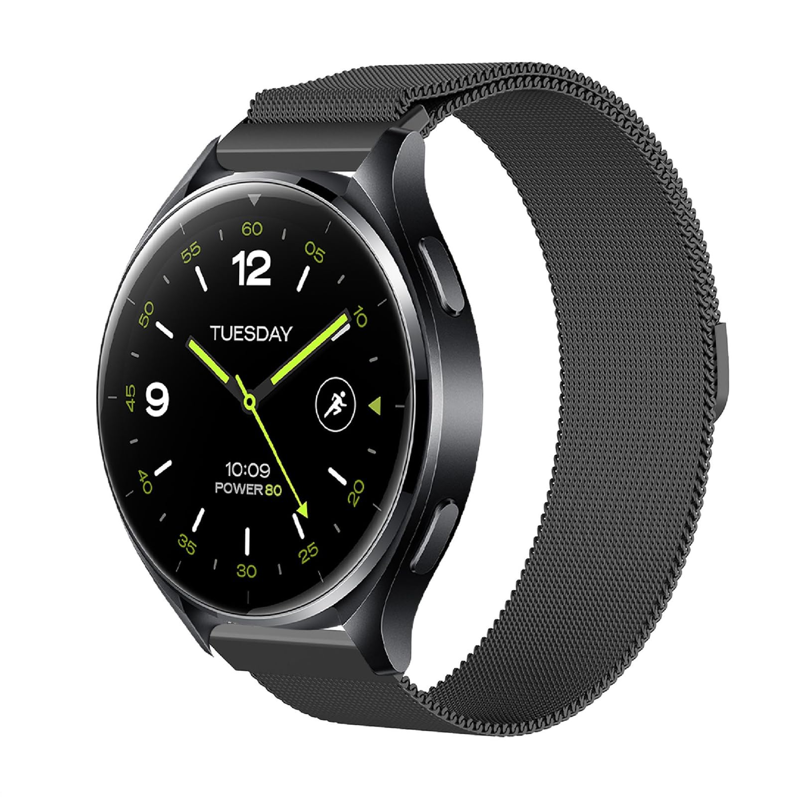 GIOPUEY Correas Compatible con Xiaomi Watch 2, Pulsera Trenzada de Acero Inoxidable [magnético] Pulsera - Black