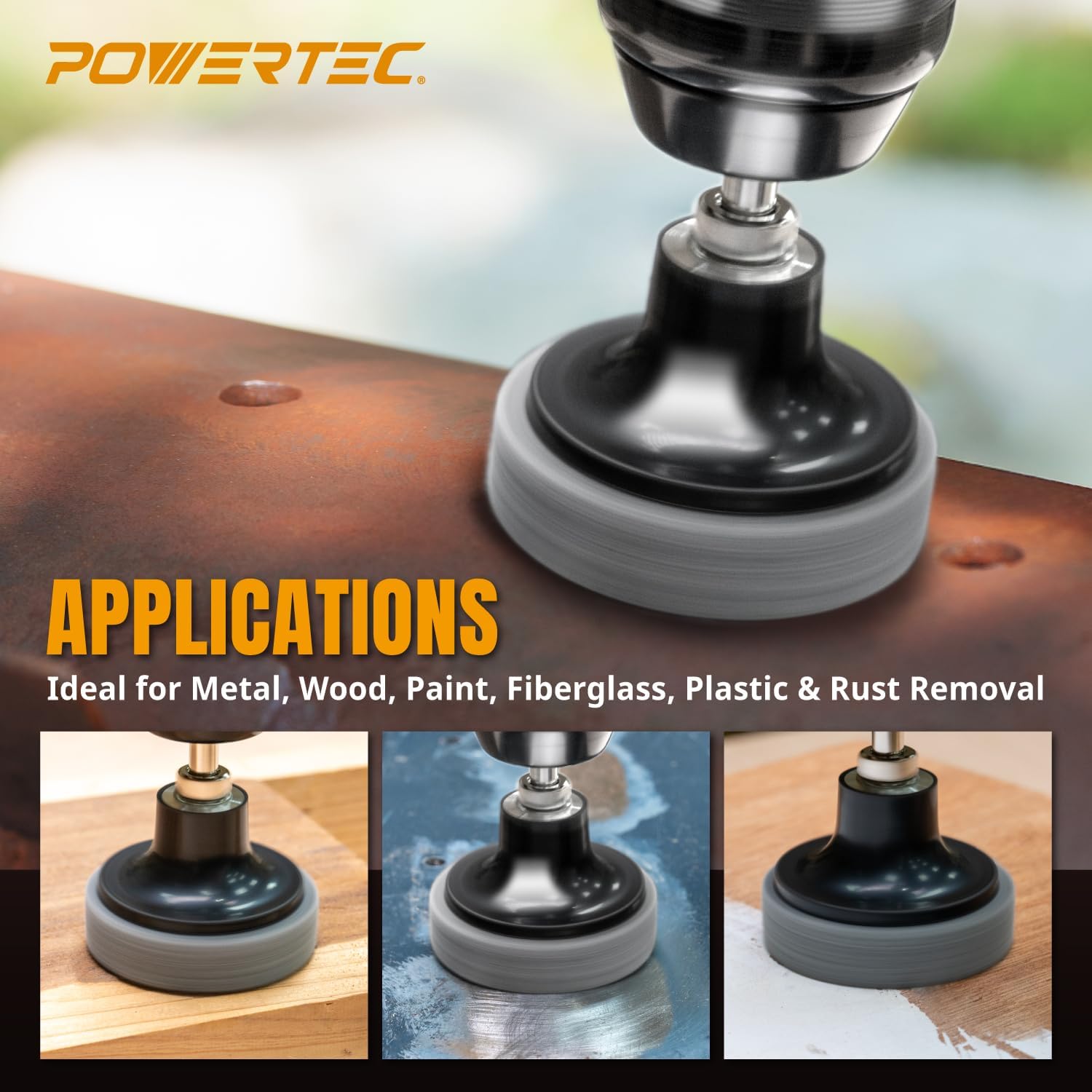 POWERTEC 2-Inch Sanding Discs for Die Grinder & Power Drill – 10pcs Quick Change Type R Discs, 240 Grit Aluminum Oxide Non-Woven Nylon Surface Conditioning Pads for Metal, Wood & Paint Removal (11406)