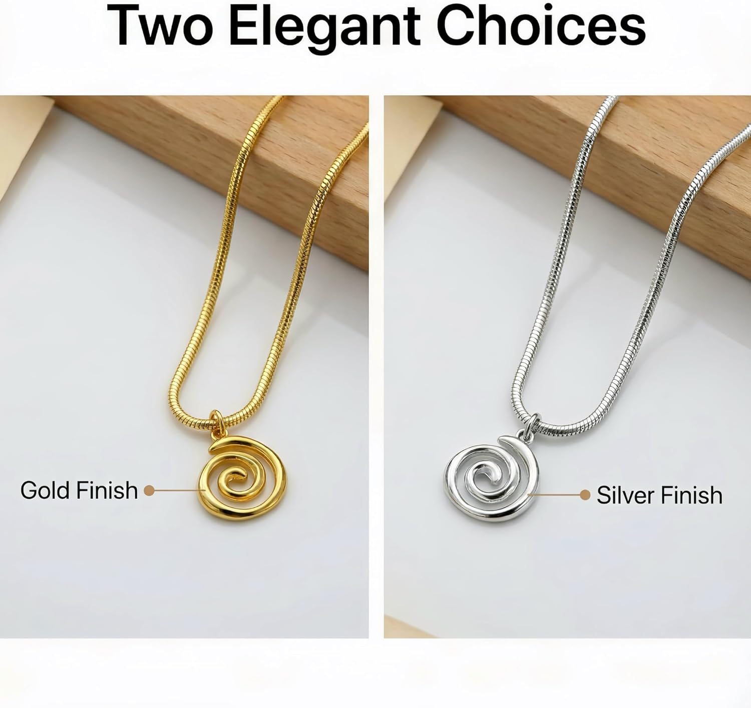 Gold Spiral Pendant Necklace for Women – Elegant Swirl Statement Necklace, Chunky Gold Chain Jewelry Gift - Image 7