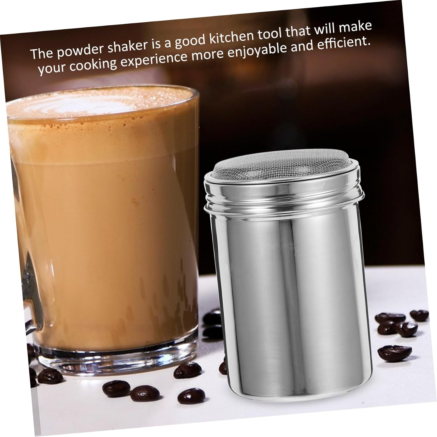 Stainless Steel Sugar Powder Shaker 500ml with Lid for Kitchen