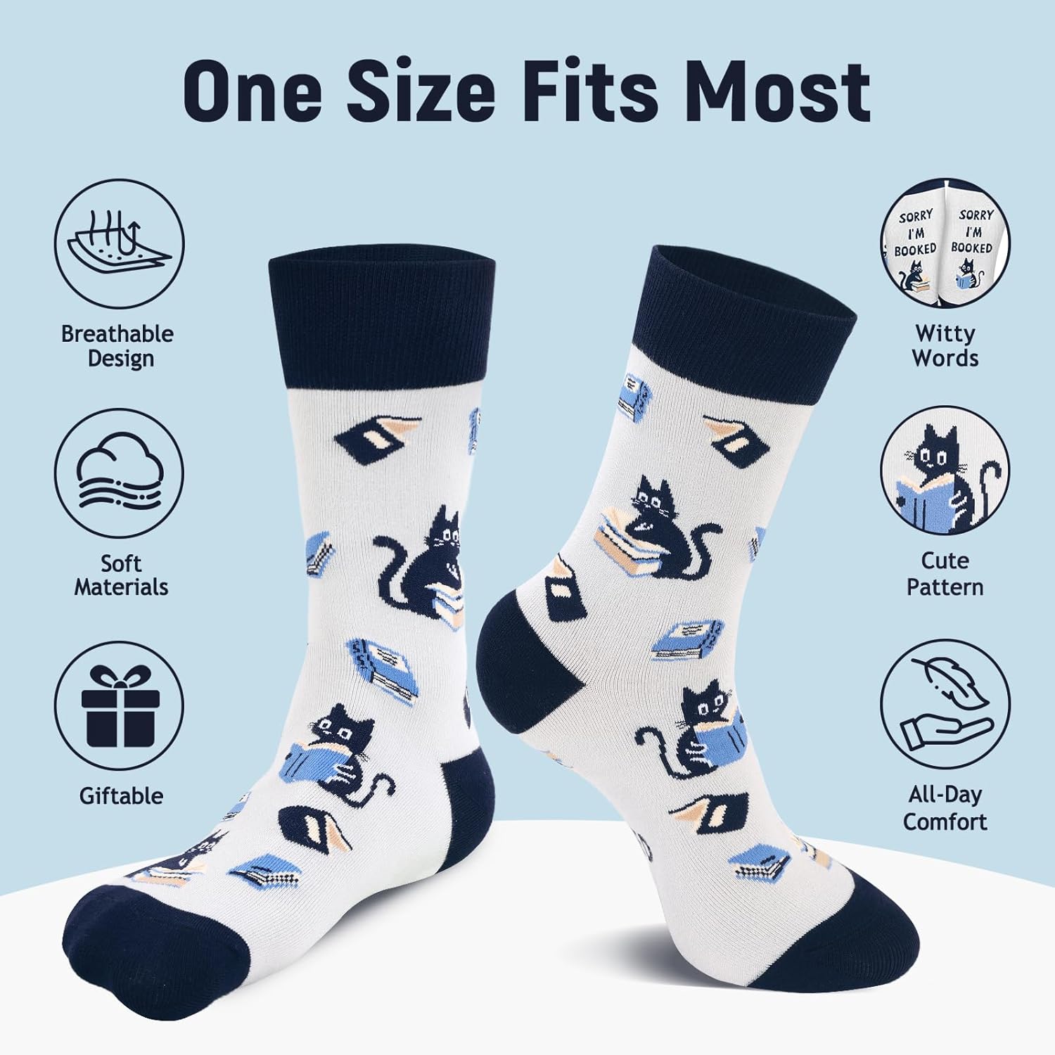 AGRIMONY Funny Teacher Appreciation Gifts for Men Women-Fun Novelty Book Cat Socks -Christmas Birthday Gift Stocking Stuffers - Image 5