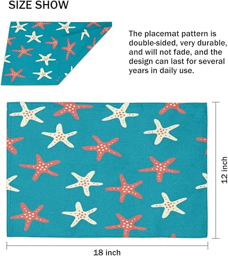 Miniatura 4 de Animals Starfish Style Placemats Set of 4 Table Mats Washable Placemat Waterproof Place Mats for Party Home Dining Table Decor 18x12 in