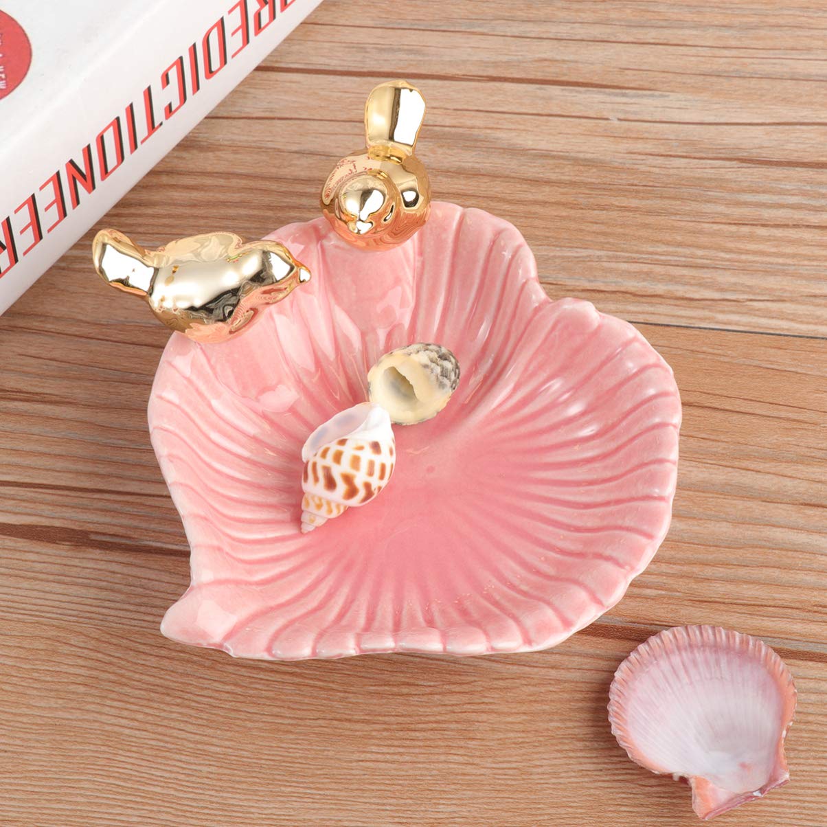 Happyyami Jewelry Display Plate in Fashionable Pink Stylish Trinket Tray for Home Dec