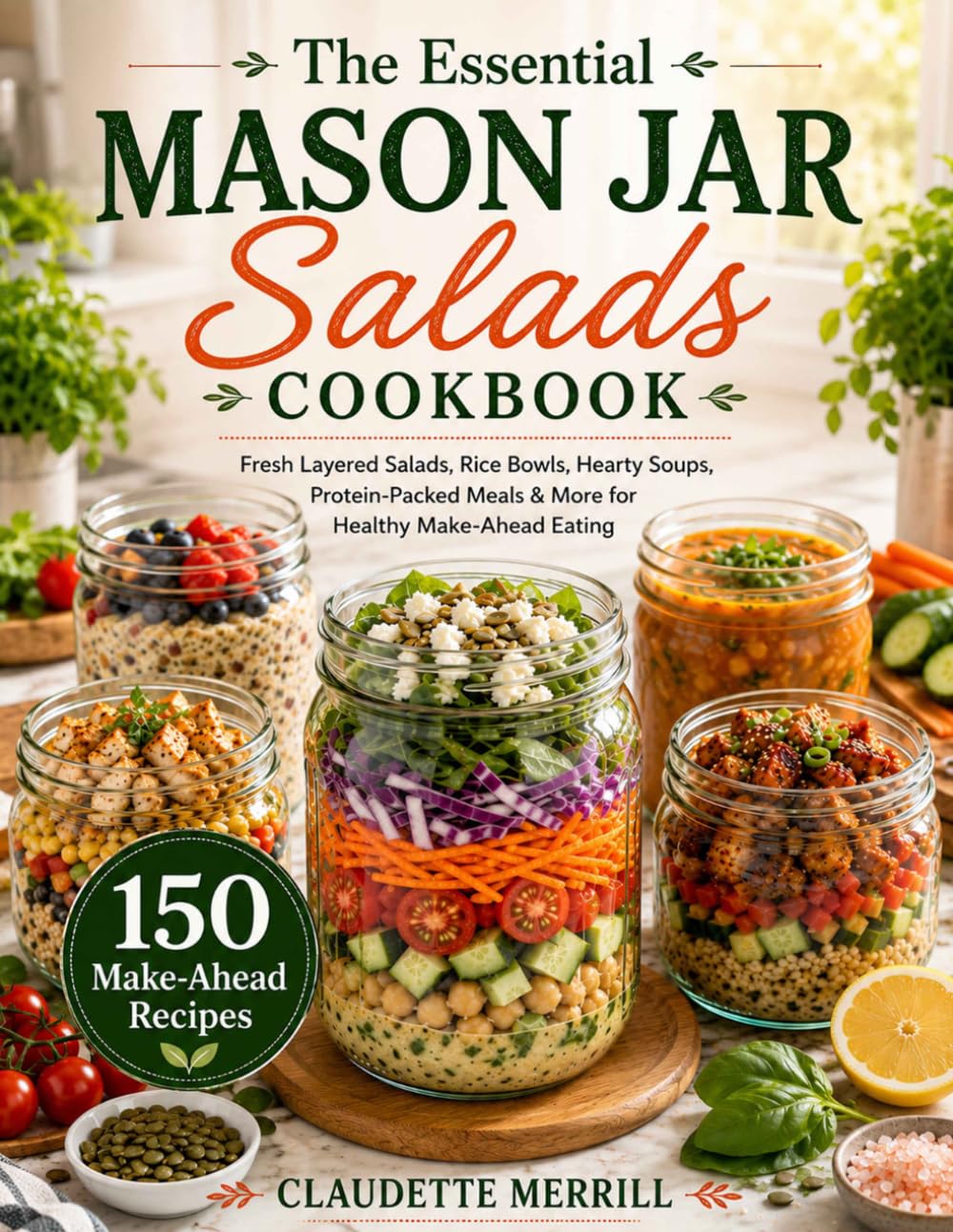 The Essential Mason Jar Salads Cookbook: Fresh Layered Salads, Rice Bowls, Hearty Soups, Protein-Packed Meals & More for Healthy Make-Ahead Eating