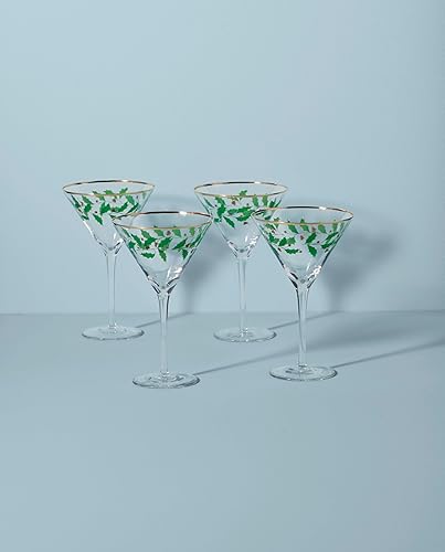 Vista 26 de Lenox Vasos altos con diseño navideño, Juego de 4 vasos para bebidas frías, Transparente Multi