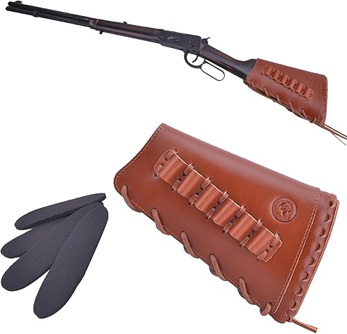 Vista 14 de Tas Trost Munición de culata de rifle de cuero de vaca de grano completo con soporte de cartucho para .45-70 308 30-06, manga de munición cosida a