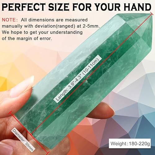 Miniatura 2 de CASMON Varitas de cristal curativo grandes de 3.9-4.3 pulgadas (3.9-4.3 in), piedra de torre de cristal de obelisco de fluorita verde natural, 6