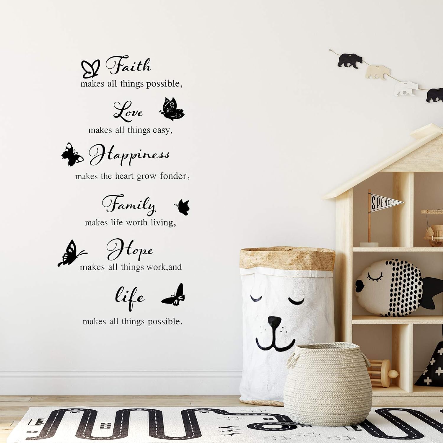 6 Pieces Vinyl Wall Decals, Faith Makes All Things Possible, Family Wall Decals Wall Stickers Quotes Inspirational Decals, Motivational Wall Quote Sayings Stickers Butterfly Wall Stickers Home Decors