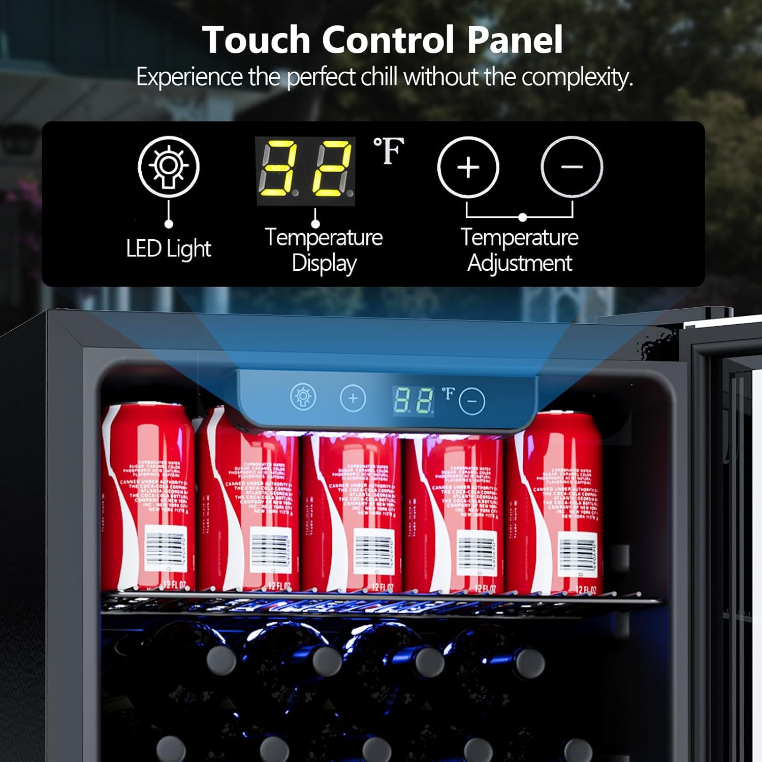 COWSAR Mini Fridge Cooler, 130 Can Beverage Refrigerator with Glass Door, ETL Approved Wine Fridge with Digital Temperature Control, LED Light, Reversible Door for Home, Office, Bar - 3.2 Cu.Ft