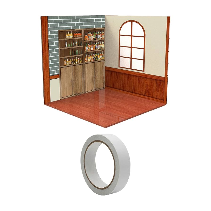 ５セット１/12サイズフィギュア　などに使える背景&床フィギュア用ディスプレイ J-STAGE ワイド スーパーハイタイプ【LED付き/UVカット/底面