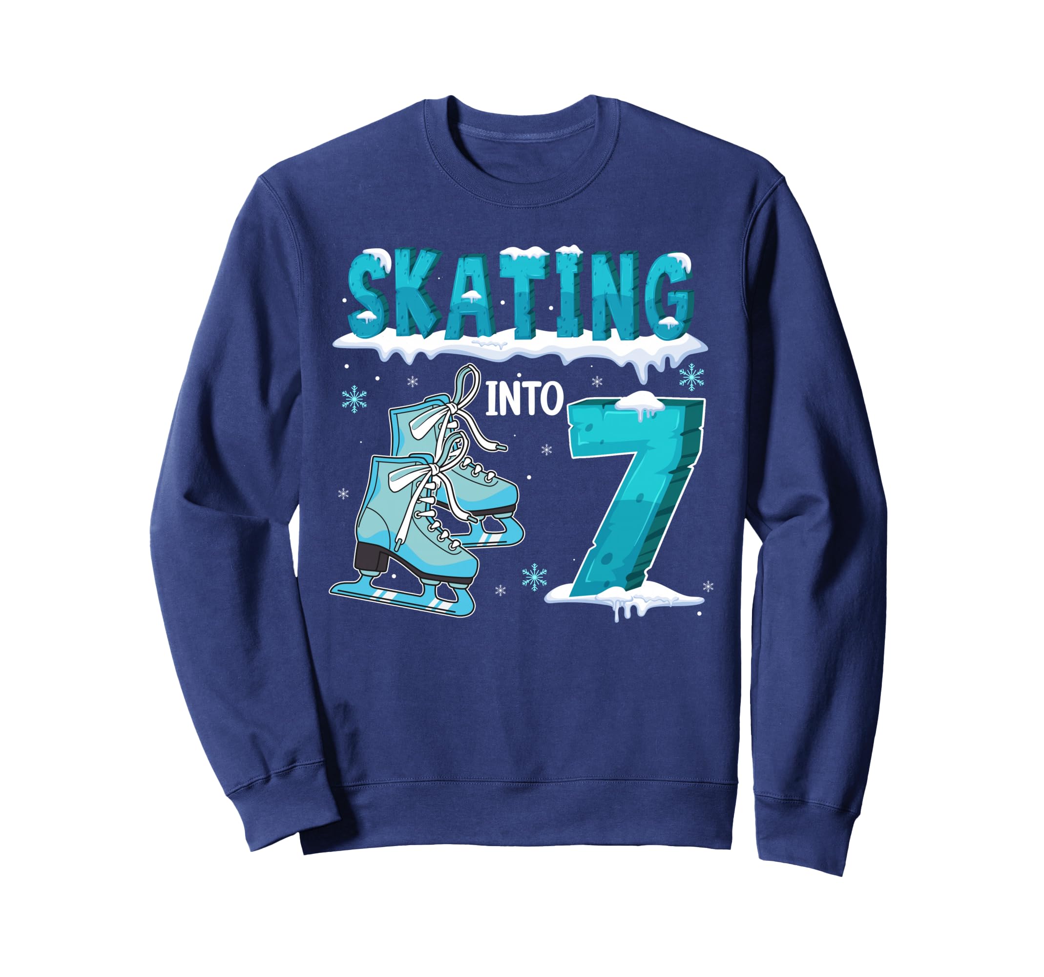 Skating Into 7th Birthday Girl 7 Year Old Party Ice Skating Sweatshirt