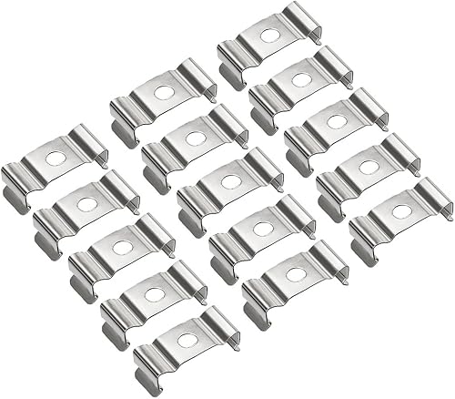 uxcell T4 Clips Soporte para tubo de luz LED, tubo fluorescente LED, acero al manganeso niquelado, paquete de 15