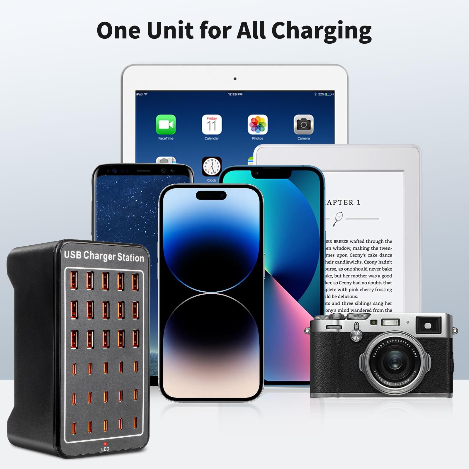 Bloque de carga USB ~ C, 150 W (30 A) 30 puertos (15 puertos USB A y 15 puertos USB~C) estación de carga USB, cargador de pared USB de escritorio compatible con iPhone, iPad, tabletas, teléfonos