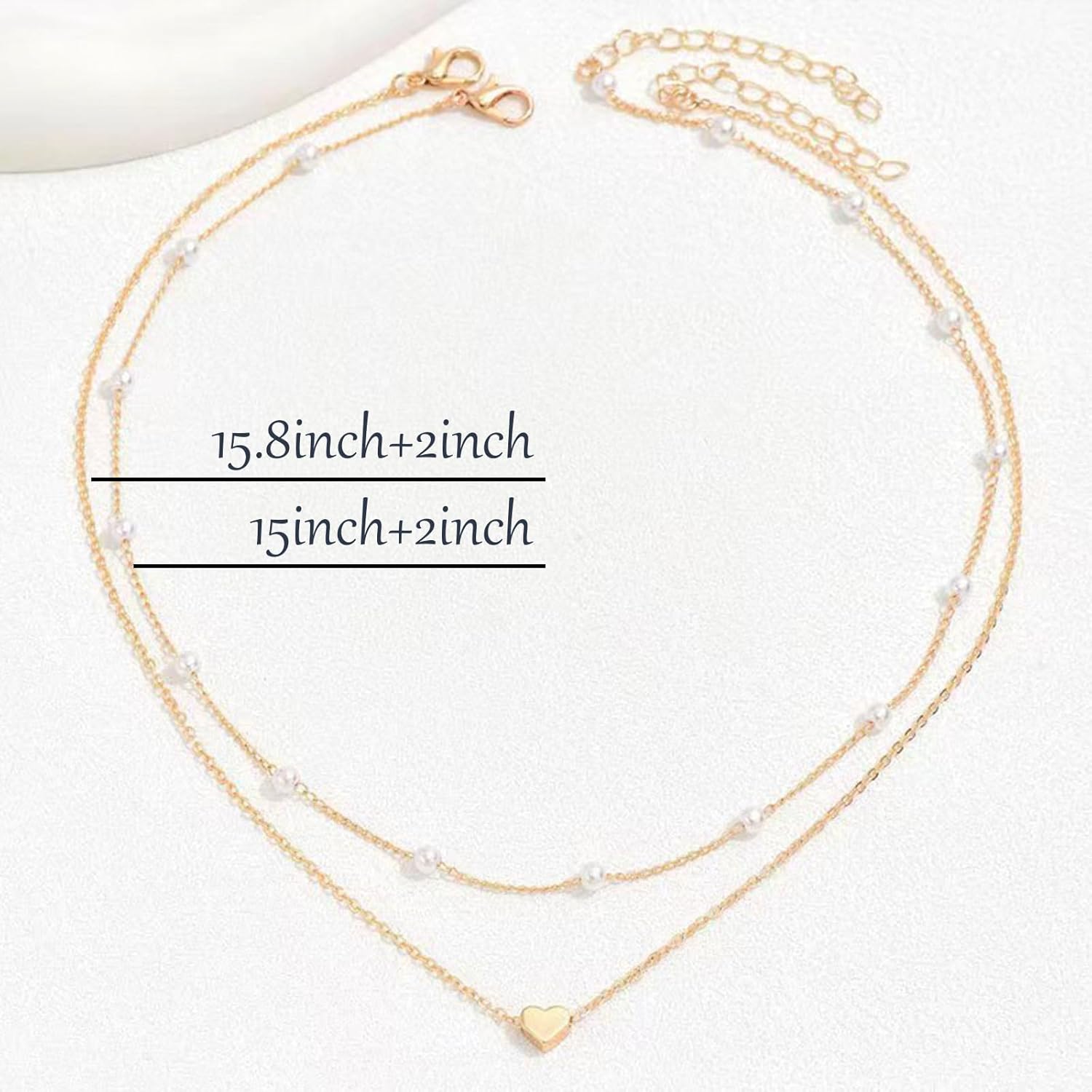 Layered Pearl Choker Necklace for Women Heart Choker Necklace for Girls Layered Heart Necklace Pendant for Women Jewelry Gifts for Her - Image 6