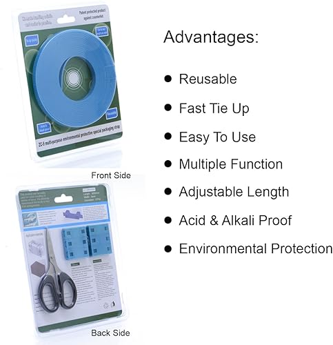 Miniatura 10 de Bridas de nailon para atar carga de equipaje, rollo de cable ultra largo de 26.2 ft con conectores, sin tijeras, 1 unidadpaquete