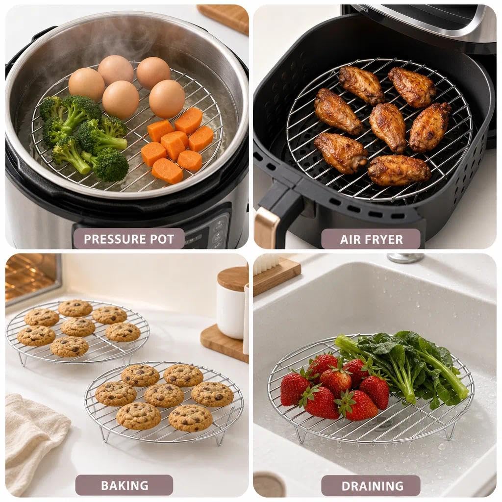 Grille de refroidissement ronde acier inoxydable 23 cm 2 pièces