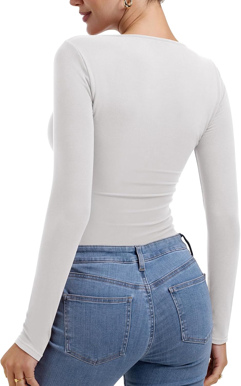 PINKMSTYLE Fitted Long Sleeve Shirt for Women Under Shirts Slim Scoop Neck Tops Basic Casual Cute Fall Outfits - Image 5