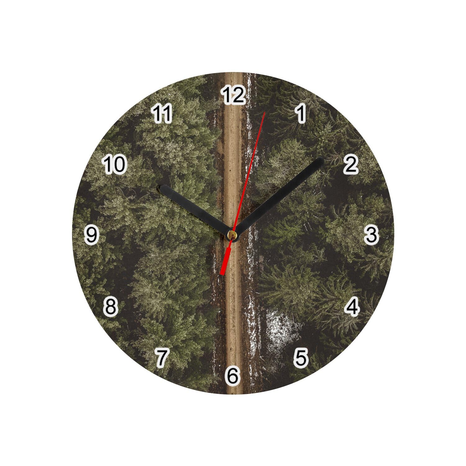 Horloge murale en verre blanc forêt de sapins finition haut de gamme